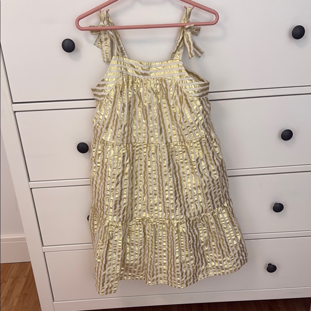 SALE Crewcuts - Gold Striped Kids Dress, size 8